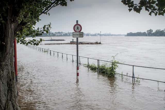 A flooded landscape in Germany