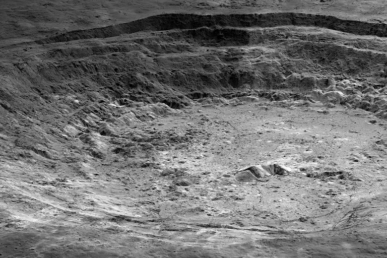 Photomosaic of lunar panorama near the Tycho crater taken by Surveyor 7.