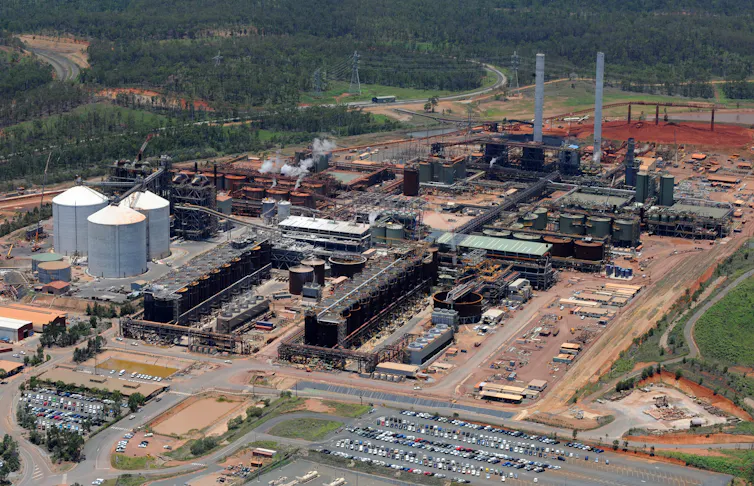 Aerial view of alumina refinery in Queensland