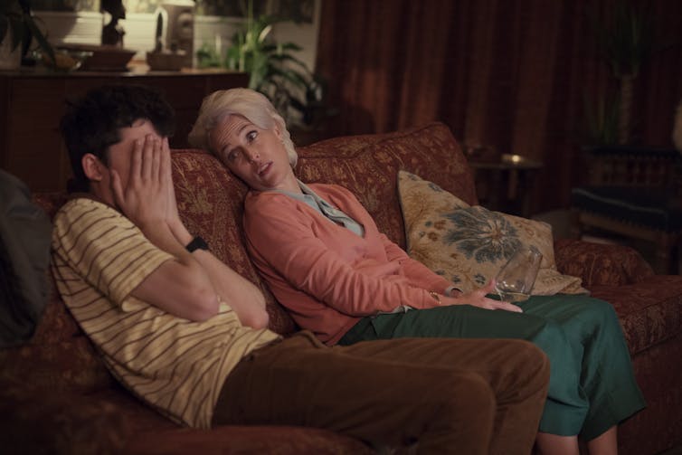 Asa Butterfield and Gillian Anderson as mother and son on Netflix's Sex Education