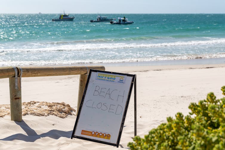 Closed sign on beach