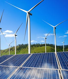 wind turbines and solar panels