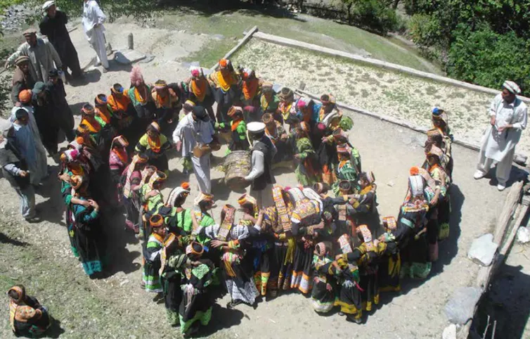 Aerial view of people dancing.