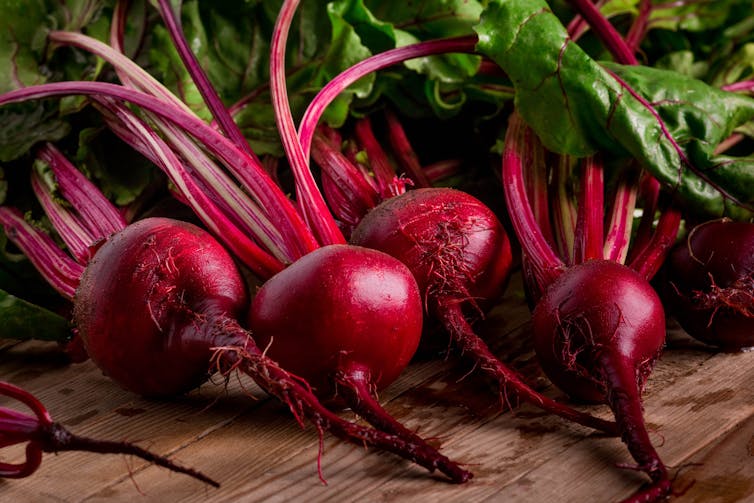 An picture of organic beetroot, freshly harvested.