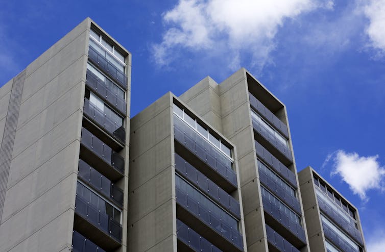 New apartments against a blue sky.