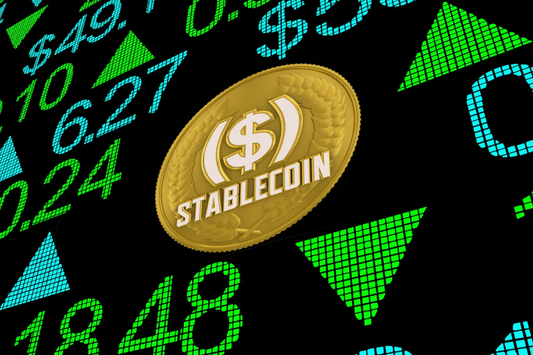 Trading screen with a stablecoin symbol in the middle