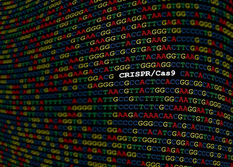 Image of genetic code with the letters CRISPR in the middle