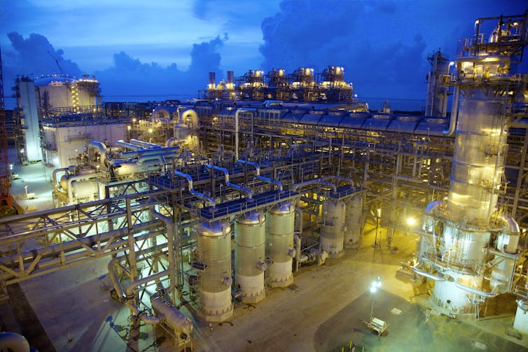 LNG plant at night