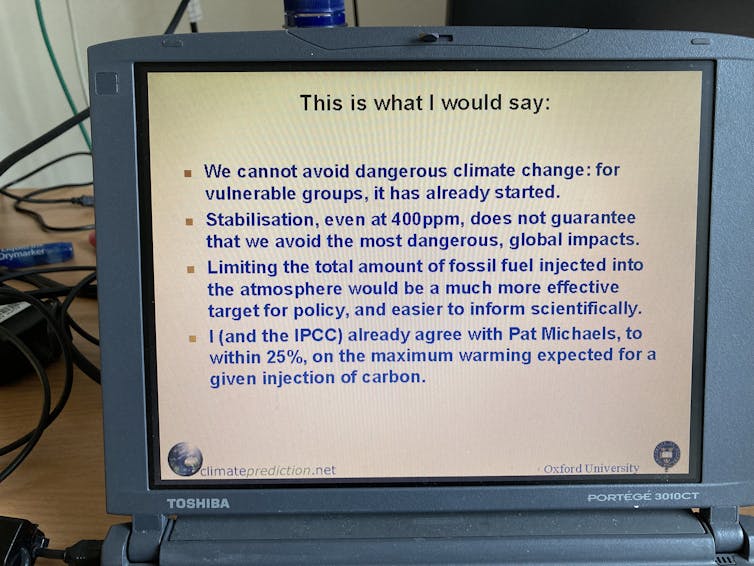 Photo of laptop screen showing speaking notes