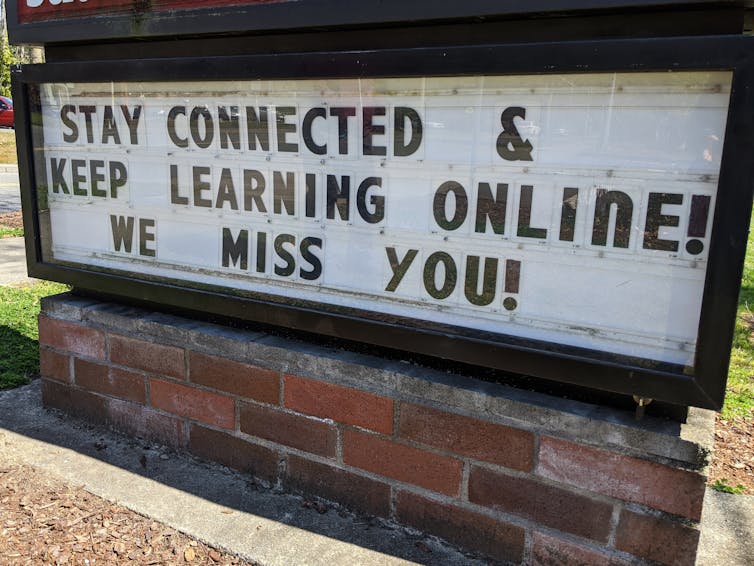 School sign reading 