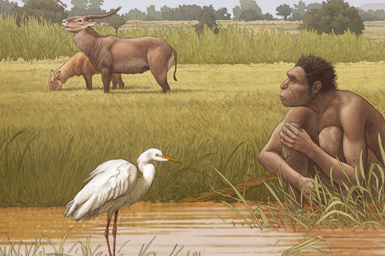 an artist's illustration of human ancestors