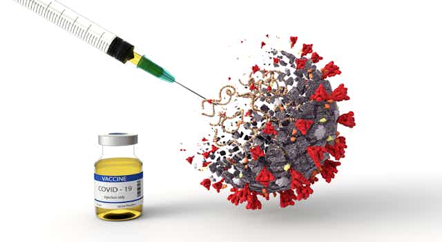 Image d'un vaccin détruisant le virus causant la Covid-19