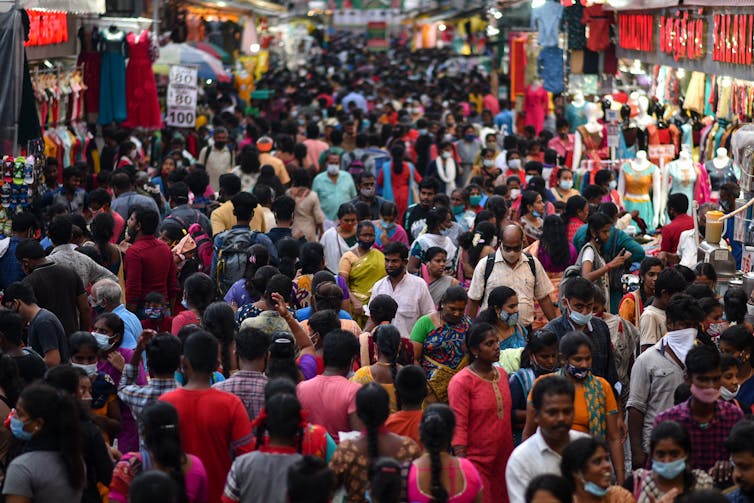 Crowd on Indian street.