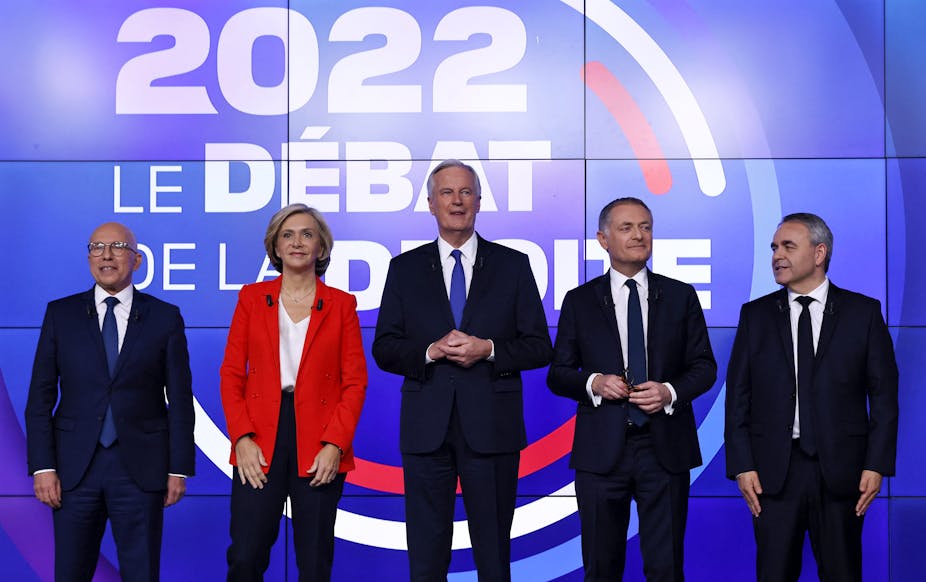 Les candidats à la primaire du parti Les Républicains pour l'élection présidentielle de 2022 avant le débat télévisé du 14 novembre 2021.