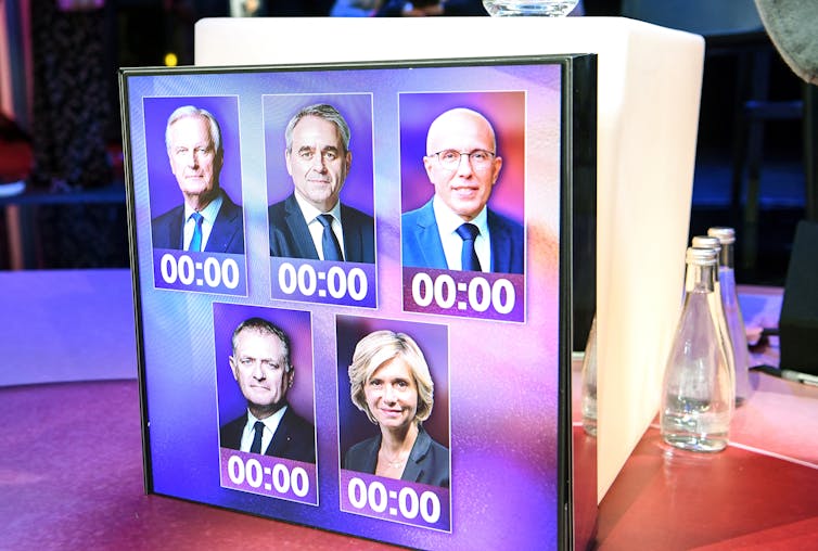 Tableau de décompte des temps de parole des candidats à la primaire de la droite