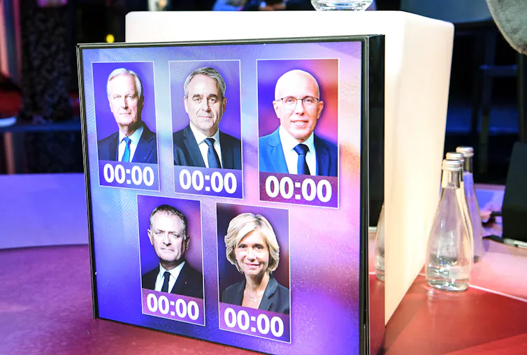Tableau de décompte des temps de parole des candidats à la primaire de la droite