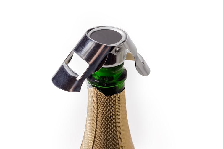 A champagne stopper in a bottle.