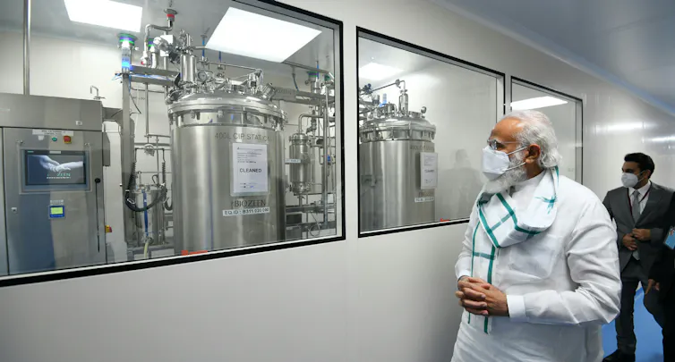 Indian prime minister Shri Narendra Modi visiting the Serum Institute of India