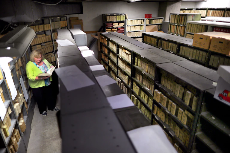 Birth certificates are stored in Boston City Hall basement.