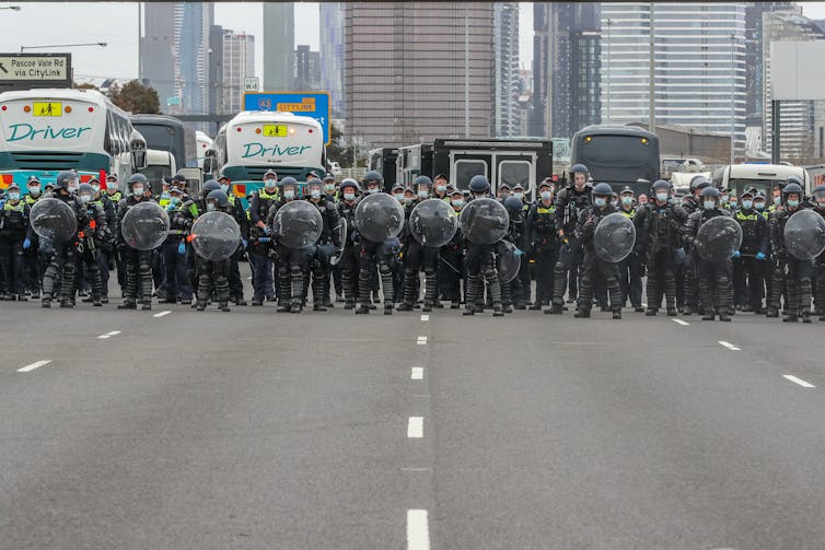 Riot police deployed in Melbourne