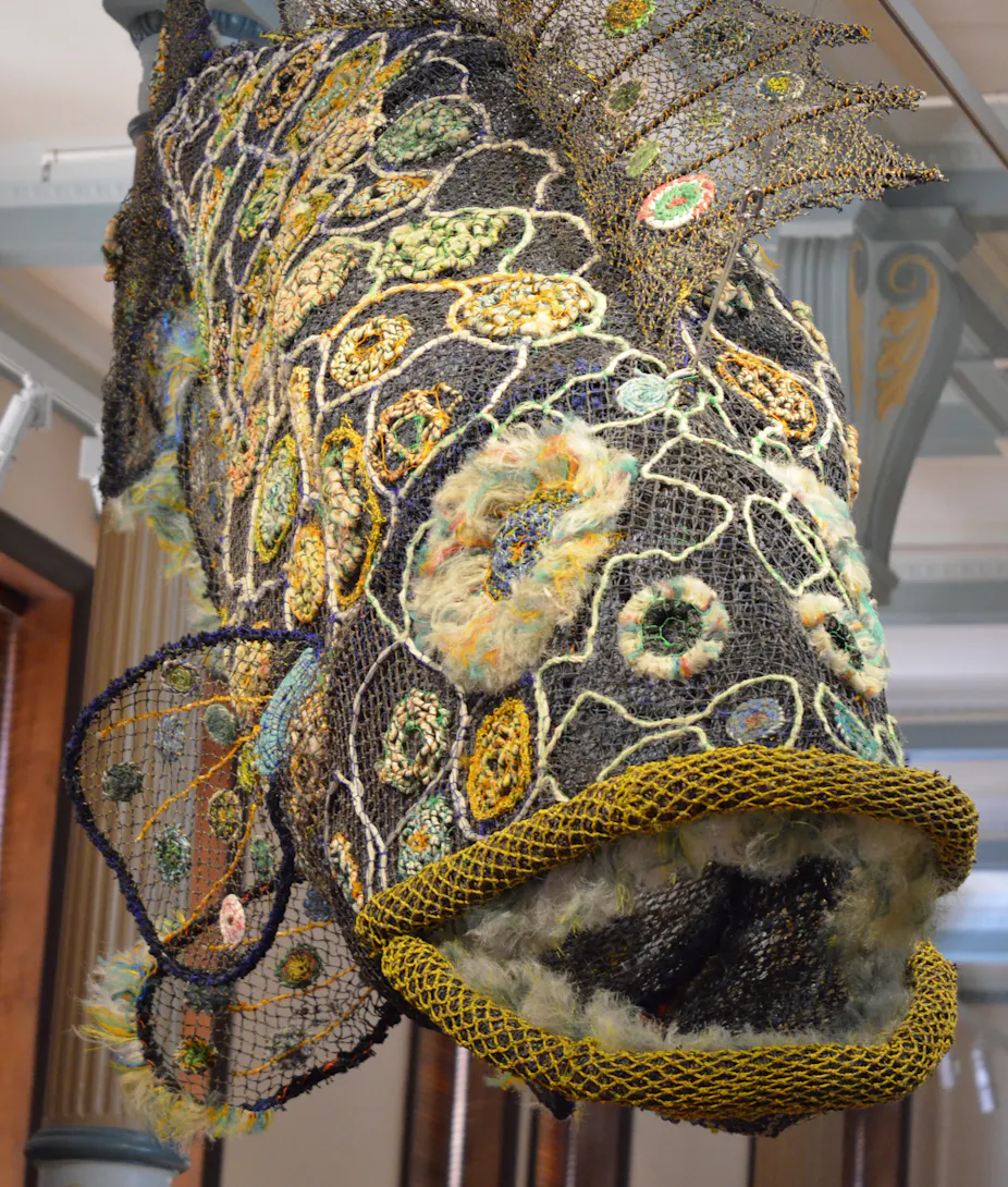 Ghostly art, made from debris that menaces marine life