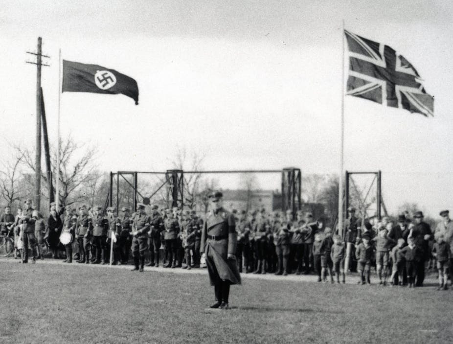 Pupils and staff at the Napola in Ballenstedt prepare for a football match with a public school team from the UK, spring 1937.
