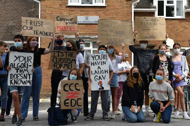 School students protest against the use of an algorithm to determine their marks in the UK