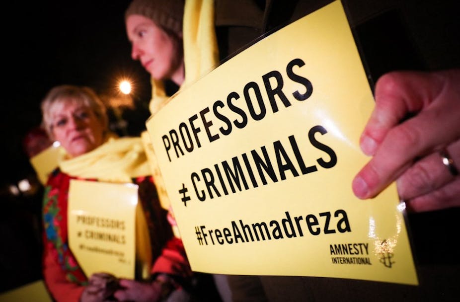 Manifestation d'Amnesty International pour exiger la libération d'Ahmadreza Djalili