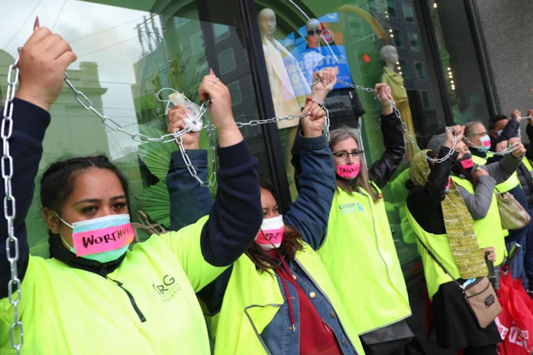Country Road Group workers demonstrate during Melbourne Fashion Week
