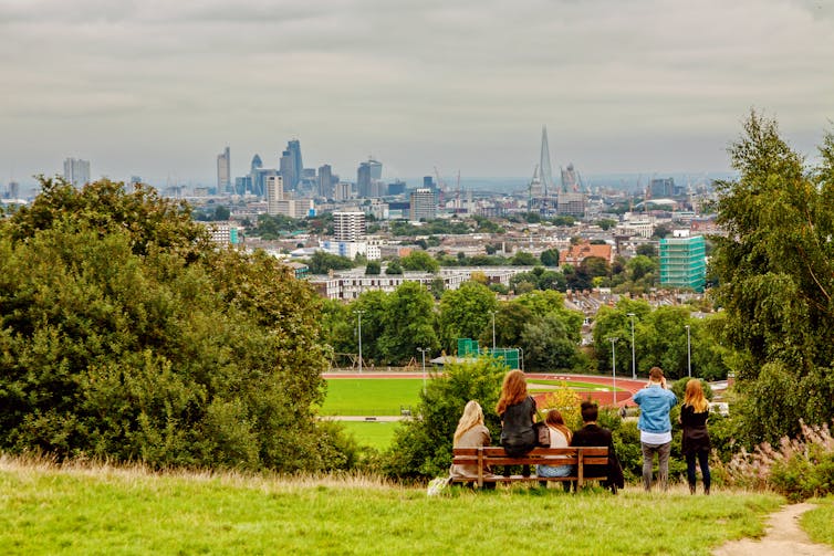 Panoramic view of London from Highgate Hampstead Park