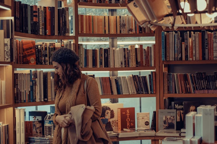 A woman in a bookshop