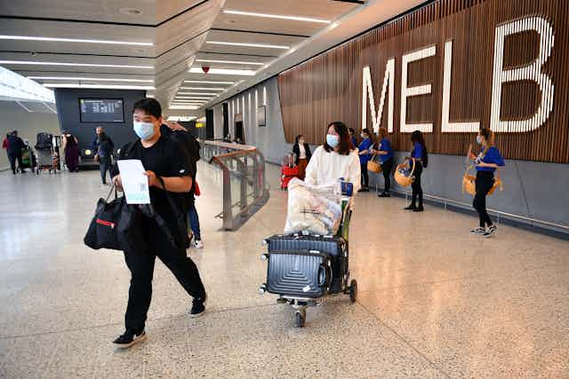 International arrives at Melbourne airport.