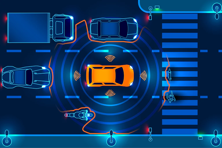 Graphic representation of a self-driving car