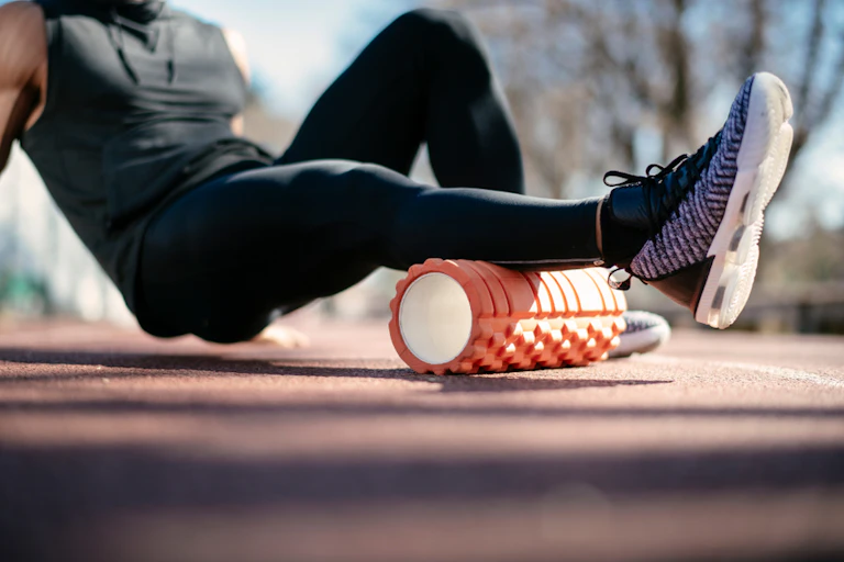 Person using a foam roller