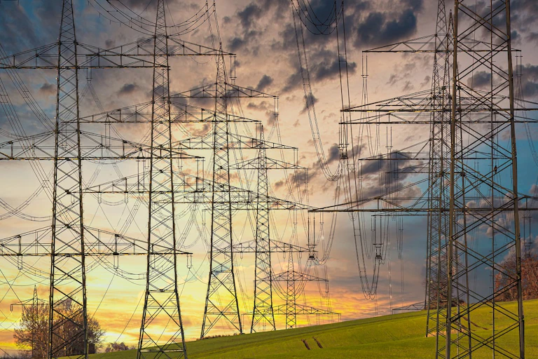 Pylons against a sunset