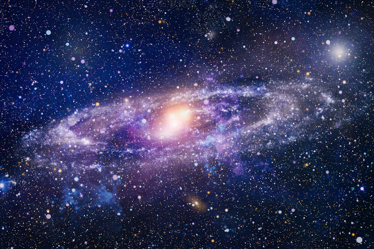 Spiral galaxy and stars in space