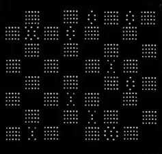 a checkerboard displayed on a black and white cathode ray tube