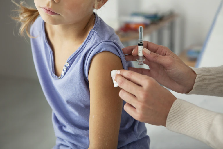 Child about to have a vaccination.