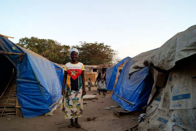 Displaced women and children shelter in temporary camps in Metuge, after fleeing from armed militants in Cabo Delgado, northern Mozambique.