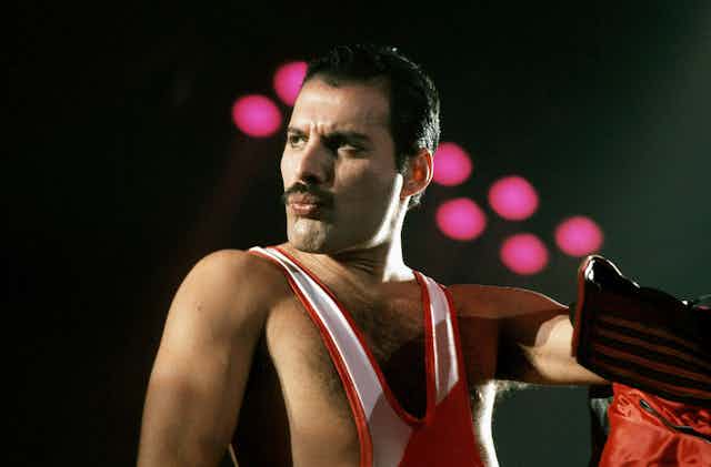 Close up of Freddie Mercury's face