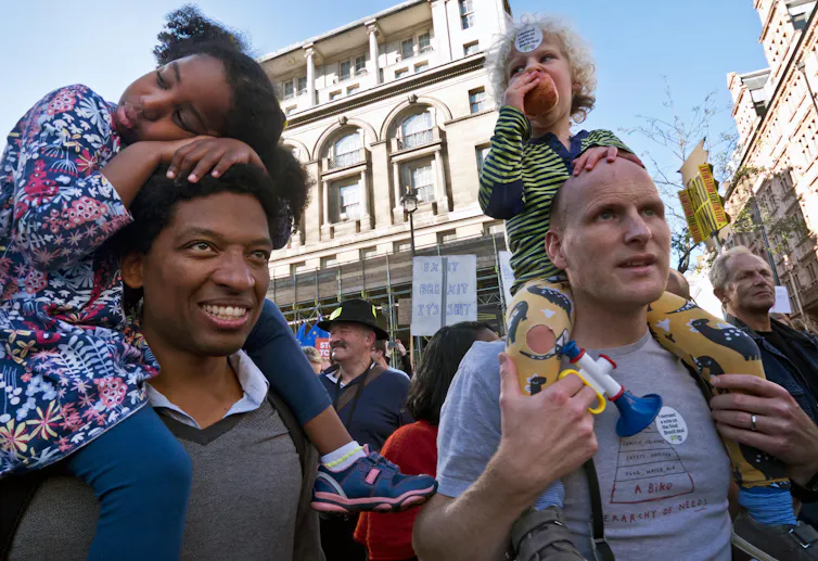 Parents and children attend the pro-EU anti-Brexit demonstration in October 2018.