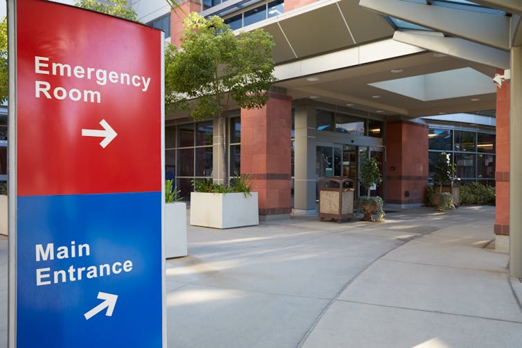 Hospital emergency department entrance.