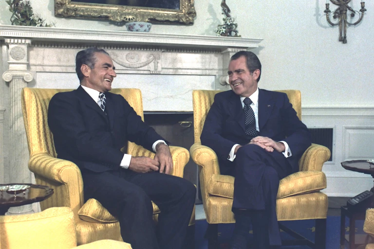 Richard Branson meeting the Shah of Iran in 1973