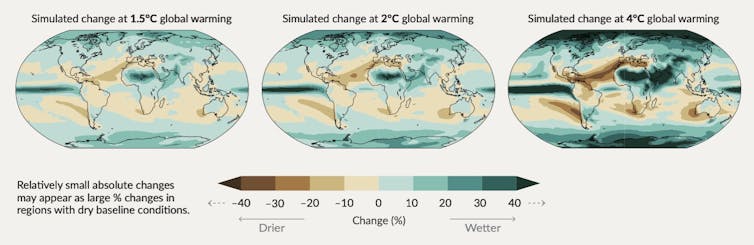 Map of predicted precipitation change.