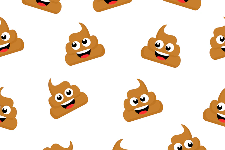 Smiling poop emojis scattered about