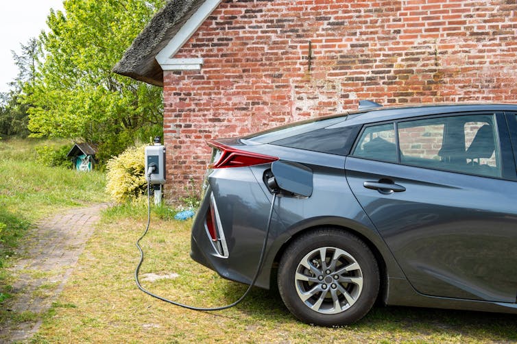 An electric vehicle being charged at an Adelaide house