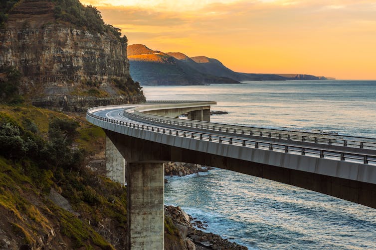 An elevated road above the sea