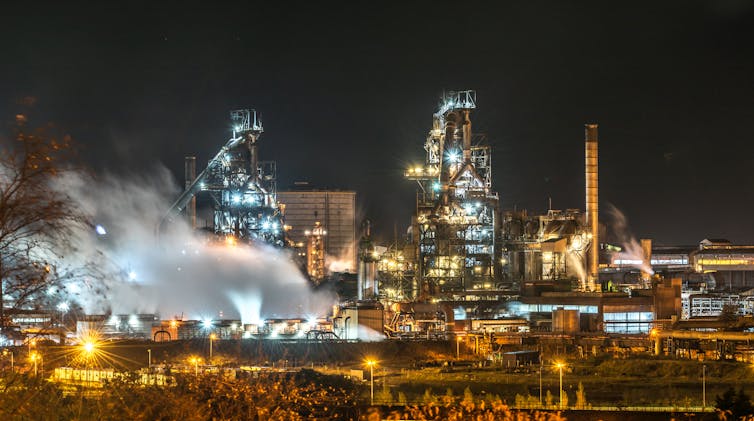 Industrial landscape at night