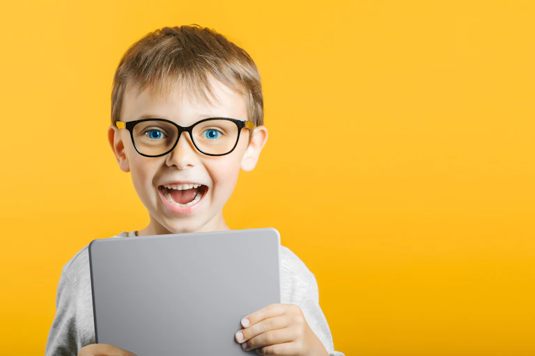 Kid with a tablet.