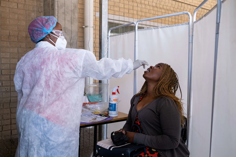 Woman getting COVID test